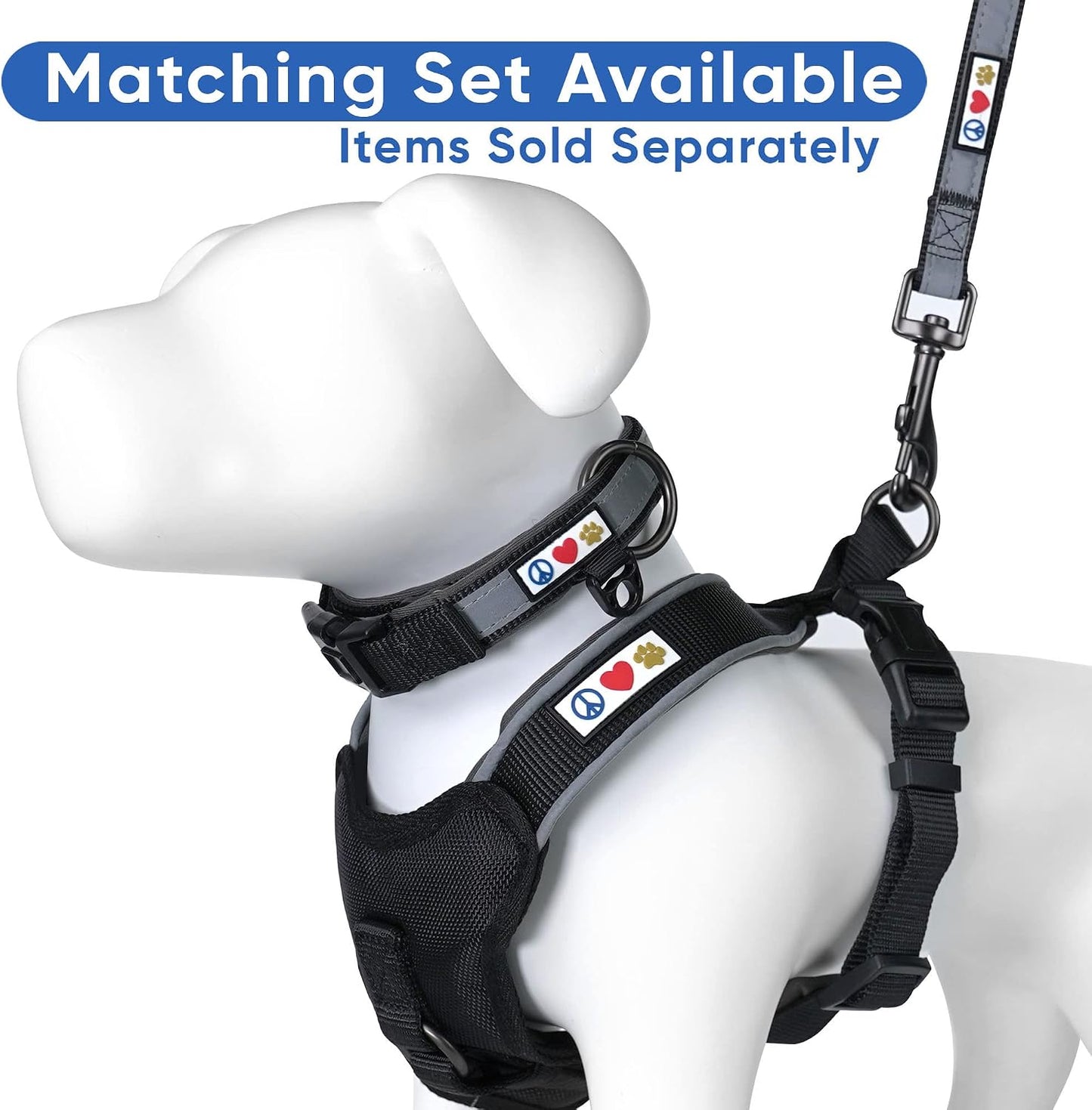 Personalized Dog Leash 6 FT, Custom Embroidered Name & Phone Number, Reflective Dog Lead with Soft Padded Handle, Heavy Duty Walking Leash for Large, Medium & Small Dogs, Black