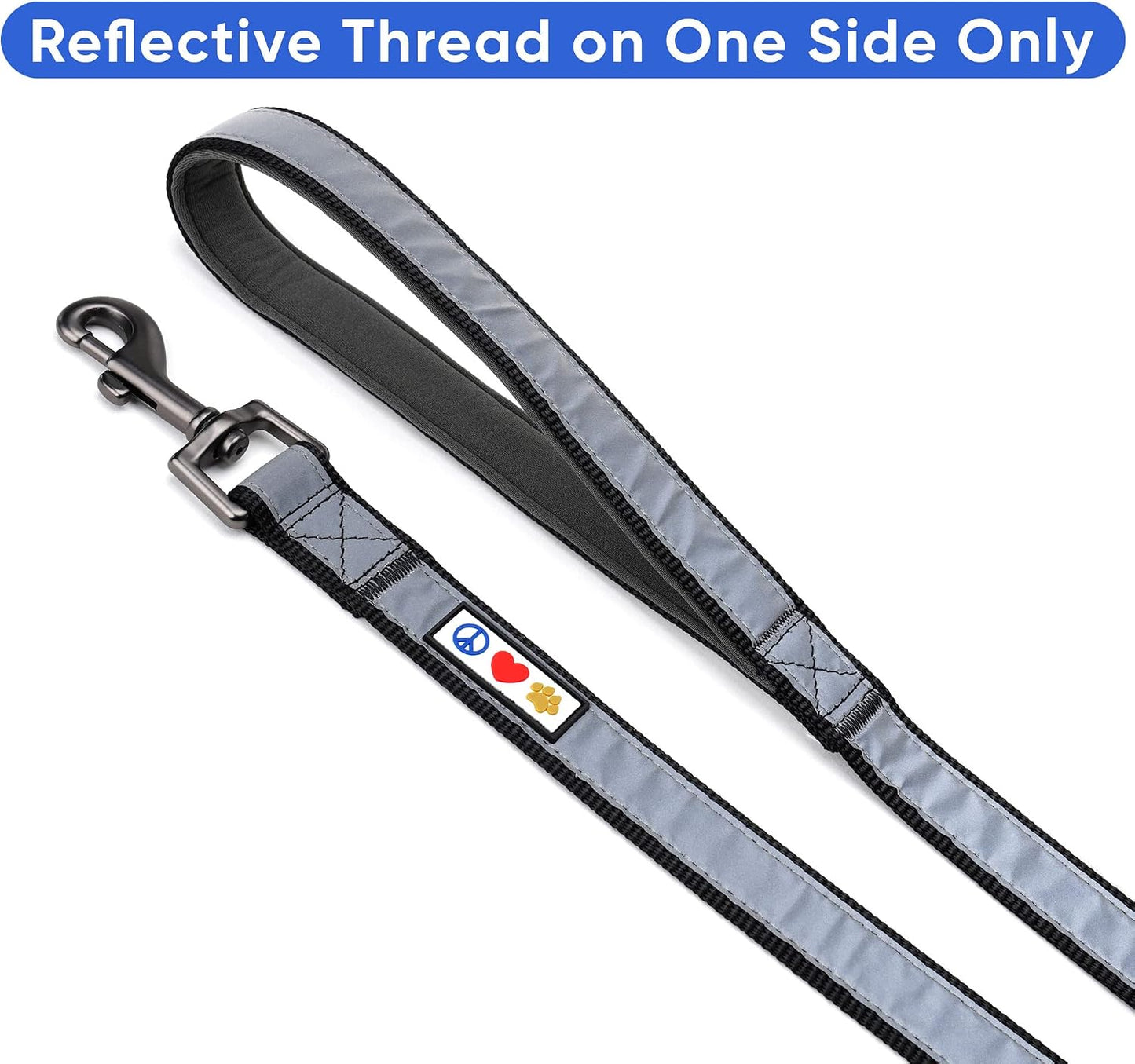 Personalized Dog Leash 6 FT, Custom Embroidered Name & Phone Number, Reflective Dog Lead with Soft Padded Handle, Heavy Duty Walking Leash for Large, Medium & Small Dogs, Black