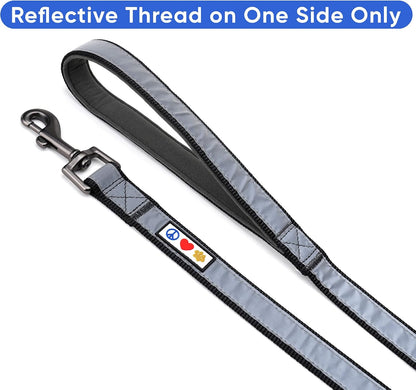 Personalized Dog Leash 6 FT, Custom Embroidered Name & Phone Number, Reflective Dog Lead with Soft Padded Handle, Heavy Duty Walking Leash for Large, Medium & Small Dogs, Black
