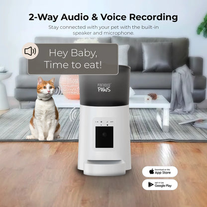 Smart Automatic Pet Feeder with 1080P Camera, 6L WiFi Dog & Cat Food Dispenser, App-Controlled Scheduled Feeding, 2-Way Audio, Backup Battery, Anti-Jam Technology, Easy-to-Clean Design, Black