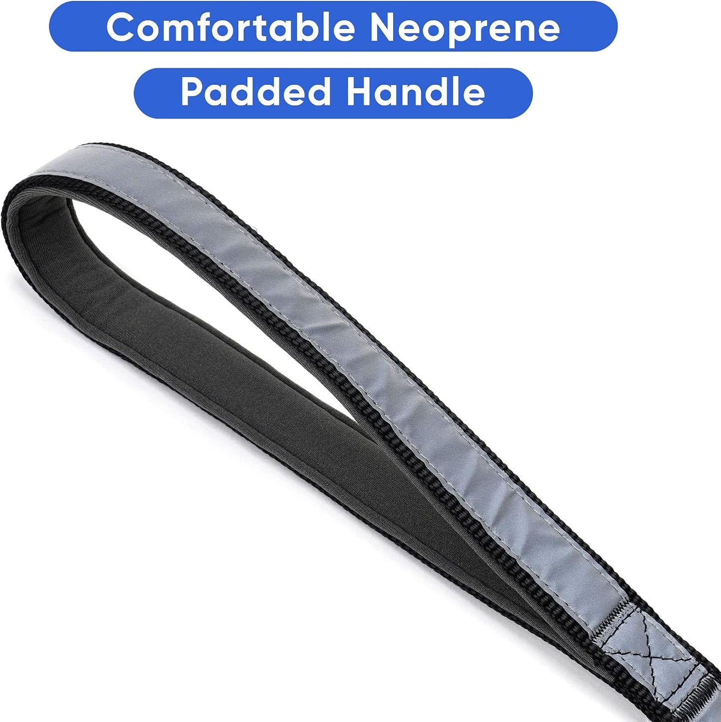 Personalized Dog Leash 6 FT, Custom Embroidered Name & Phone Number, Reflective Dog Lead with Soft Padded Handle, Heavy Duty Walking Leash for Large, Medium & Small Dogs, Black