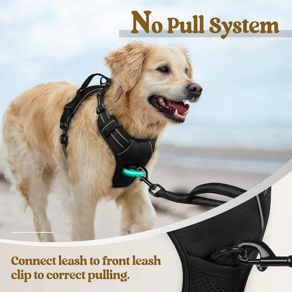 Premium No-Pull Dog Harness for Large Dogs – Adjustable Reflective Oxford Vest with Soft Padding, Dual Leash Clips, Heavy-Duty Control Handle for Walking, Training & Hiking, Black