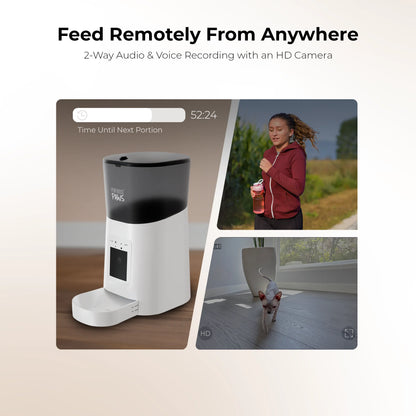 Smart Automatic Pet Feeder with 1080P Camera, 6L WiFi Dog & Cat Food Dispenser, App-Controlled Scheduled Feeding, 2-Way Audio, Backup Battery, Anti-Jam Technology, Easy-to-Clean Design, Black