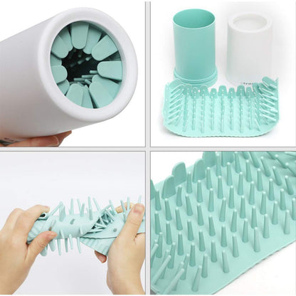 Pet Paw Cleaner for Dogs and Cats - Footprint Cleaning Cup with Silicone Brush for Sanitizing Paws (Small, Gray)