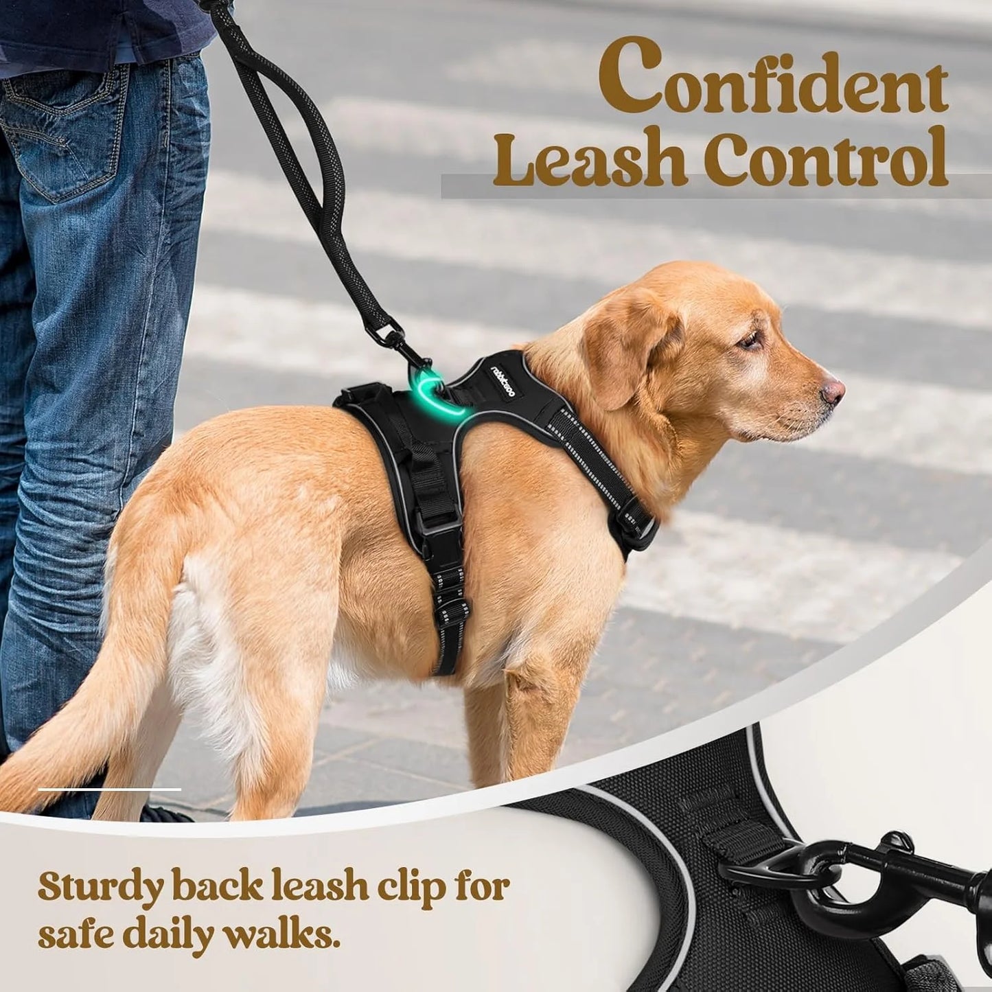 Premium No-Pull Dog Harness for Large Dogs – Adjustable Reflective Oxford Vest with Soft Padding, Dual Leash Clips, Heavy-Duty Control Handle for Walking, Training & Hiking, Black
