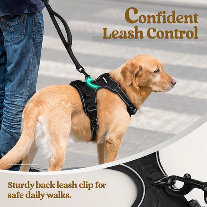 Premium No-Pull Dog Harness for Large Dogs – Adjustable Reflective Oxford Vest with Soft Padding, Dual Leash Clips, Heavy-Duty Control Handle for Walking, Training & Hiking, Black